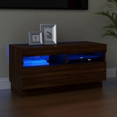 vidaXL Mueble de TV con luces LED color roble marrón 80x35x40 cm