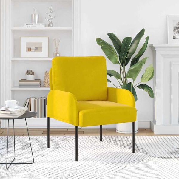 vidaXL Sof&aacute;s con coj&iacute;n 55cm Amarillo Madera contrachapada