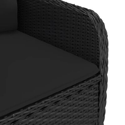vidaXL Mesa y sillas de jardín 3 piezas ratán sintético y vidrio negro