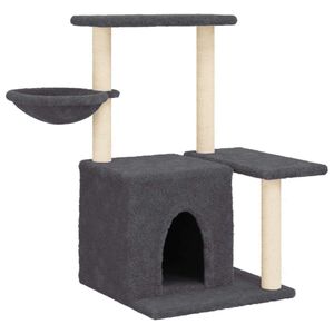 vidaXL Rascador para gatos con postes de sisal gris oscuro 83 cm
