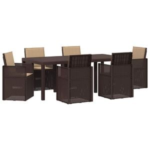 vidaXL Conjunto de Comedor de Jard&iacute;n 7 uds. Marr&oacute;n y Topo PP