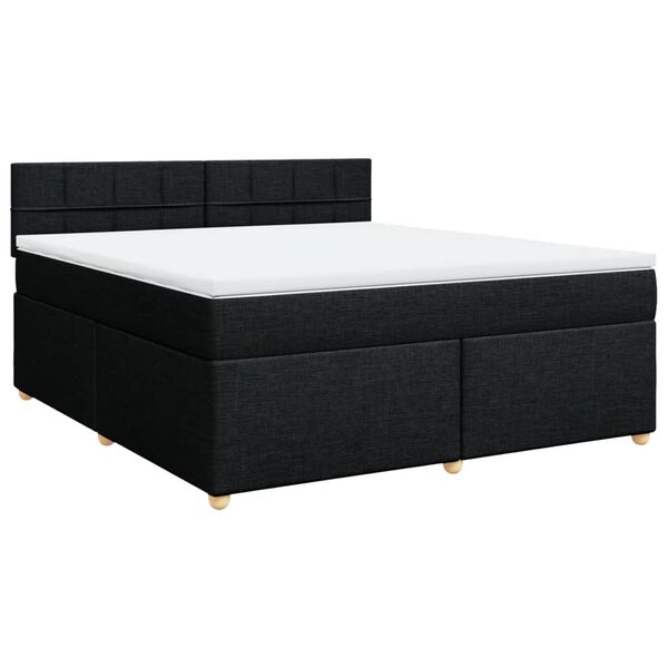 vidaXL Cama box spring con colch&oacute;n tela negro 180x200 cm