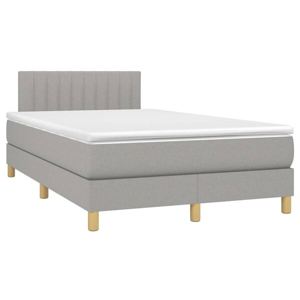 vidaXL Cama box spring con colch&oacute;n tela y LED gris claro 120x200 cm