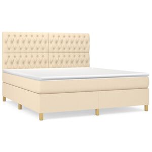 vidaXL Cama box spring con colch&oacute;n tela color crema 180x200 cm