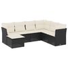 vidaXL Set de comedor de jard&iacute;n 7 pzas y cojines rat&aacute;n sint&eacute;tico negro