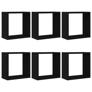 Estantes c&uacute;bicos de pared vidaXL 6 uds roble negro 30x15x30 cm