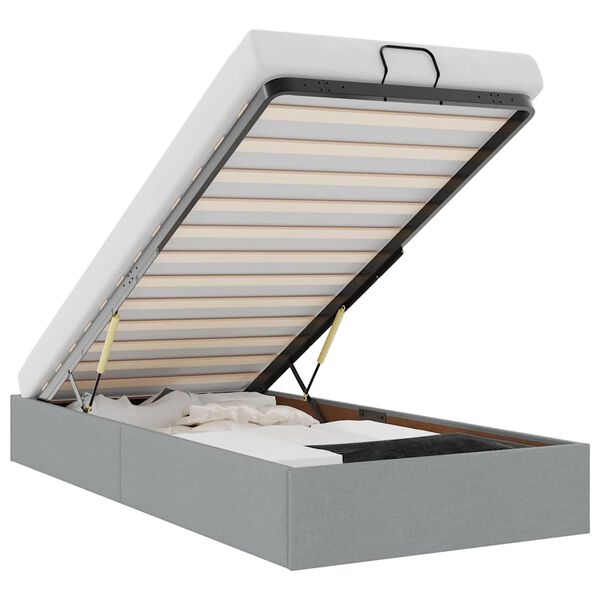 vidaXL Estructura de cama otomana sin colchón tela gris claro 90x200cm