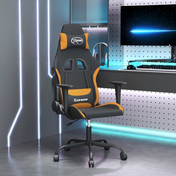 vidaXL Silla gaming tela negro y naranja