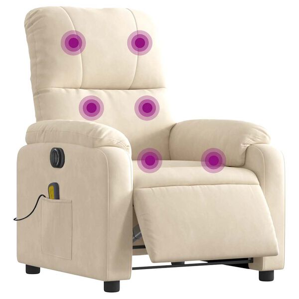 vidaXL Sill&oacute;n reclinable de masaje el&eacute;ctrico tela de microfibra beige