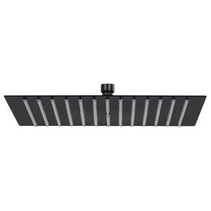 vidaXL Cabezal ducha efecto lluvia acero inox cuadrado negro 30x30 cm