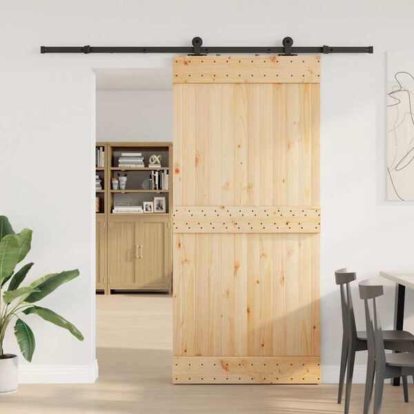 vidaXL Puerta corredera con herrajes madera maciza de pino 95x210 cm