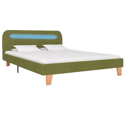 vidaXL Estructura de cama con LED tela verde 140x200 cm
