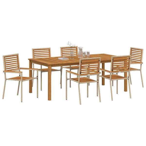 vidaXL Conjunto de Comedor de Jard&iacute;n 7 pcs Beige
