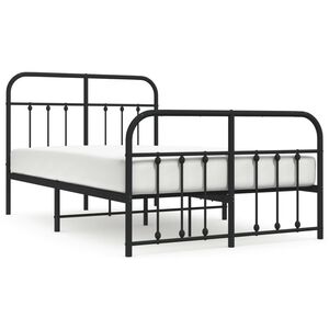 vidaXL Estructura cama sin colch&oacute;n con estribo metal negro 120x190 cm