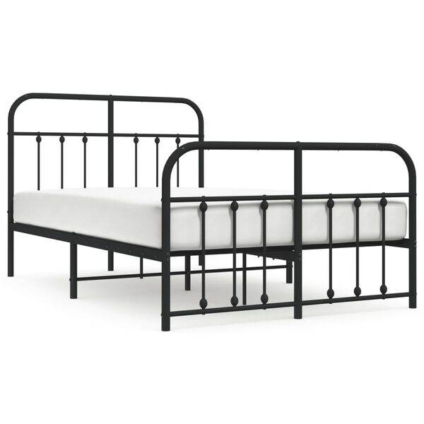 vidaXL Estructura cama sin colchón con estribo metal negro 120x190 cm