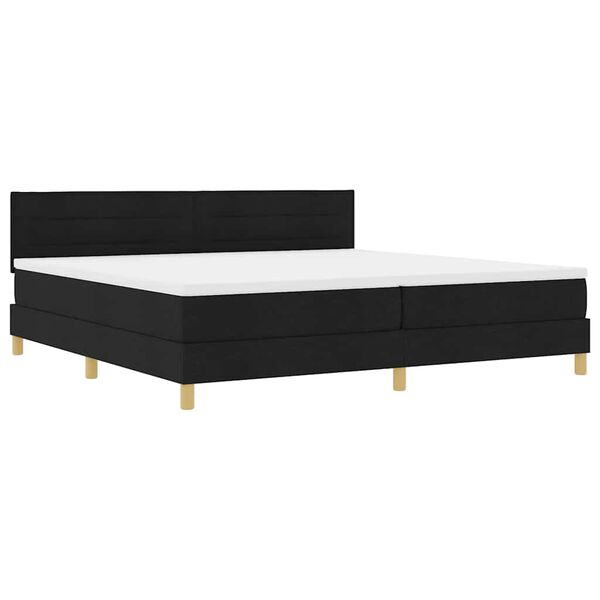 vidaXL Cama Box Spring LED con colch&oacute;n con LED Negro 200 x 200 cm tela