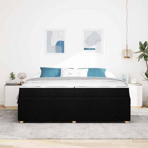 vidaXL Estructura de cama con colch&oacute;n Negro 200 x 200 cm tela