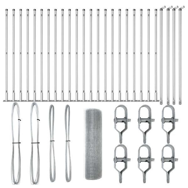 vidaXL Poste de Valla Plateado 50 x 0,8 m (malla de 25 x 25 mm) Acero