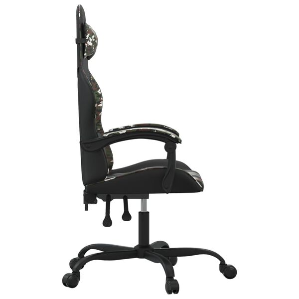 vidaXL Silla gaming giratoria cuero sint&eacute;tico negro y camuflaje