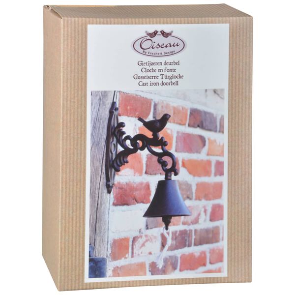 Esschert Design Timbre de puerta marrón de hierro fundido BR22