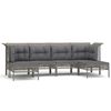 vidaXL Set de muebles de jard&iacute;n 6 pzas y cojines rat&aacute;n sint&eacute;tico gris