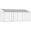 vidaXL Jaula para perro con techo Plateado 600 x 200 x 256 cm
