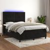 vidaXL Cama box spring colch&oacute;n y LED terciopelo negro 140x190 cm