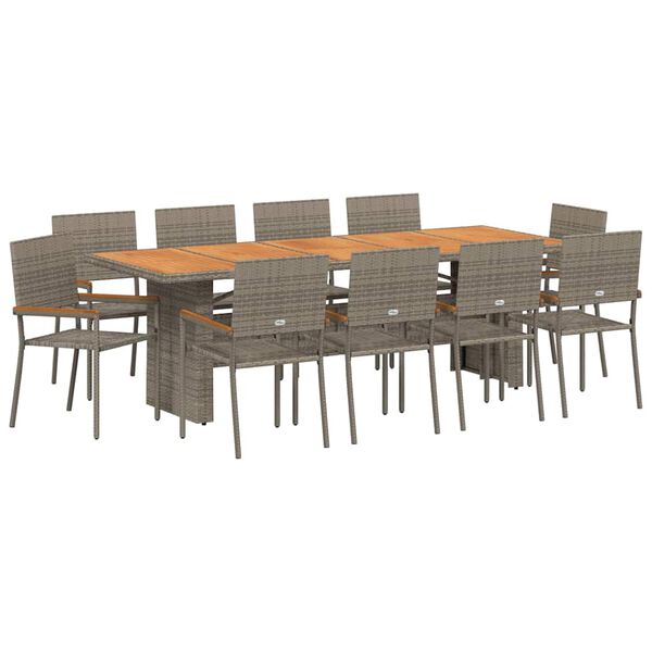 vidaXL Conjunto de Comedor de Jard&iacute;n 11 pcs Gris rat&aacute;n sint&eacute;tico