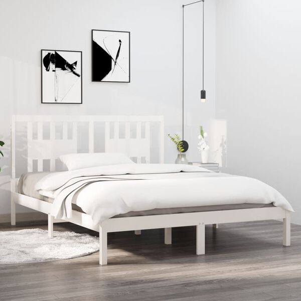 vidaXL Estructura de cama de madera maciza de pino blanco 140x200 cm