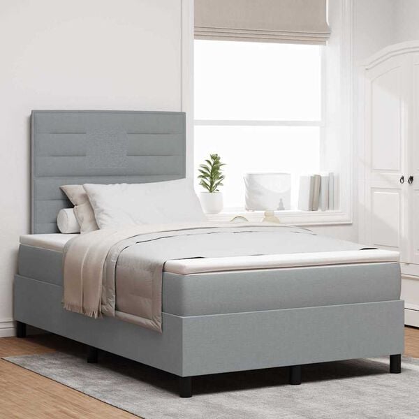 vidaXL Cama tipo Box Spring con colch&oacute;n Gris Claro 120 x 190 cm tela
