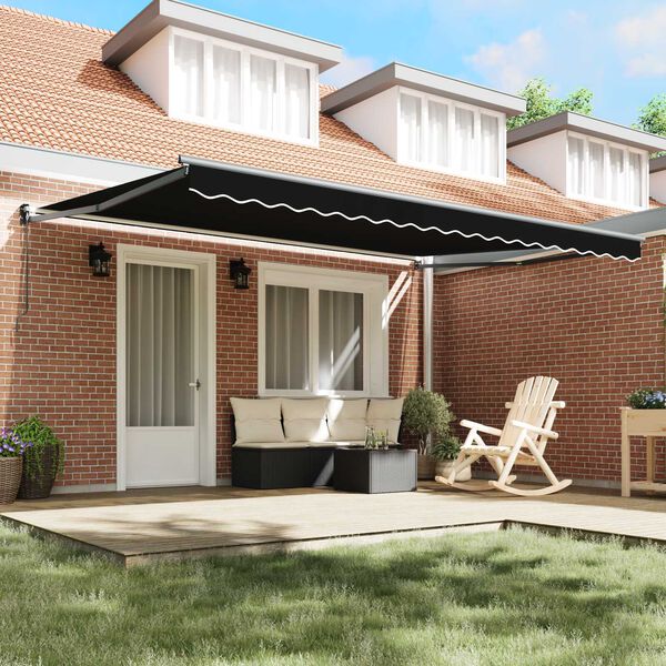 vidaXL Toldo Retr&aacute;ctil Manual Negro 450 x 300 cm Poli&eacute;ster y metal