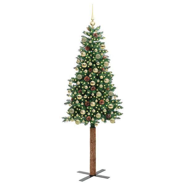 vidaXL Árbol de Navidad Delgado con 300 LED con soporte Verde 180 cm