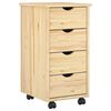 vidaXL Gabinete rodante Marr&oacute;n 65,5 x 34 x 39 cm Madera de Pino Macizo