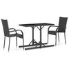 vidaXL Juego de comedor para jard&iacute;n 3 piezas negro