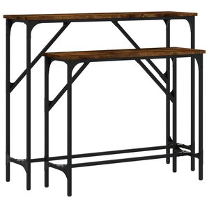 vidaXL Mesas consolas 2 unidades madera de ingenier&iacute;a roble ahumado