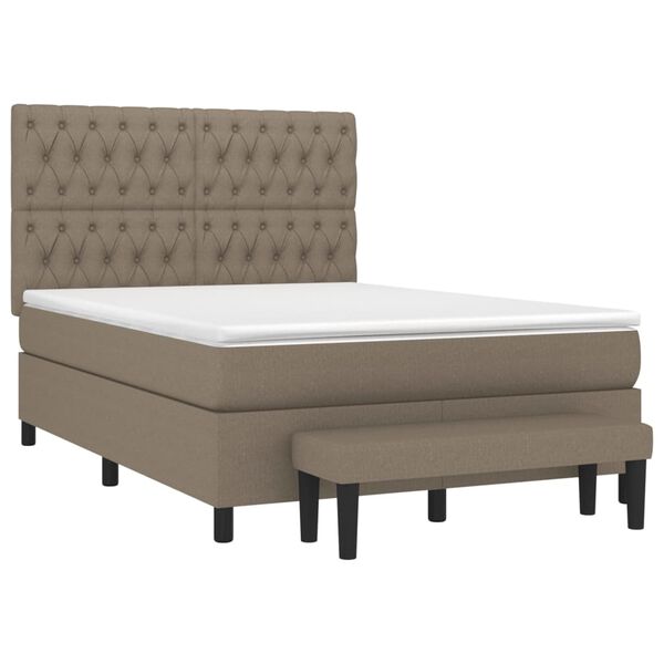 vidaXL Cama box spring con colch&oacute;n tela gris taupe 140x190 cm