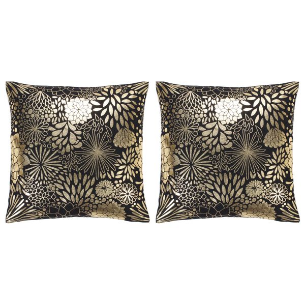 vidaXL Cojines estampado met&aacute;lico 2 uds algod&oacute;n negro y dorado 40x40cm