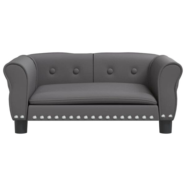 vidaXL Cama para perros de cuero sint&eacute;tico gris 70x45x30 cm
