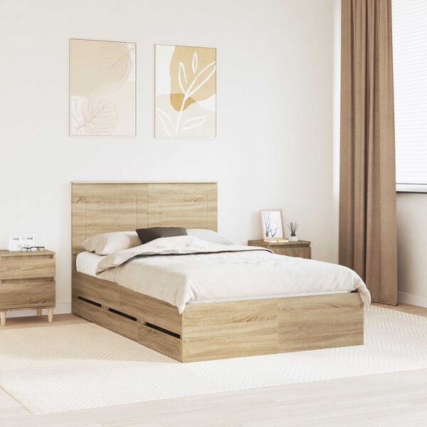 vidaXL Estructura de cama Roble Sonoma 120 x 200 cm Madera Ingenieril