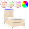 vidaXL Cama box spring colch&oacute;n y luces LED tela color crema 90x190 cm