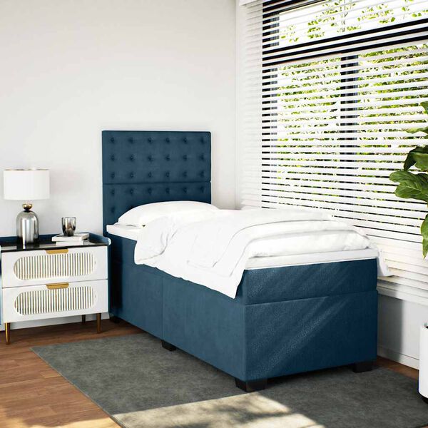 vidaXL Cama box spring con colch&oacute;n terciopelo azul 100x200 cm
