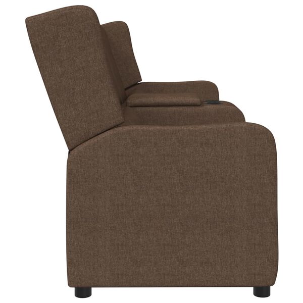 vidaXL Sof&aacute; reclinable de 4 plazas con portavasos tela marr&oacute;n