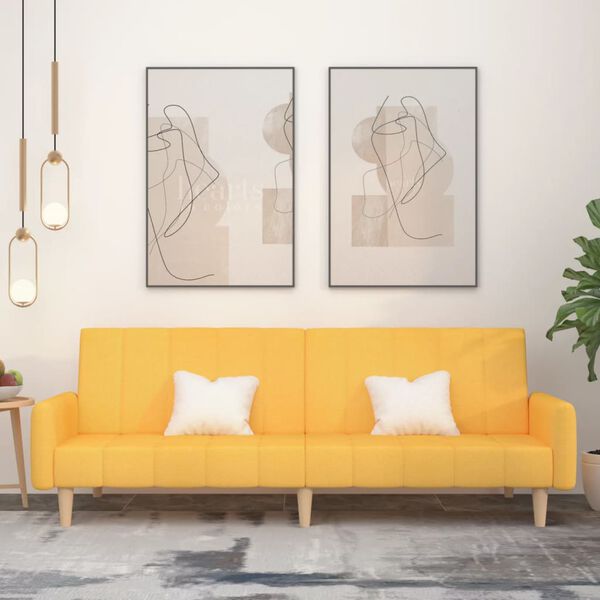 vidaXL Sof&aacute; cama de 2 plazas tela amarillo