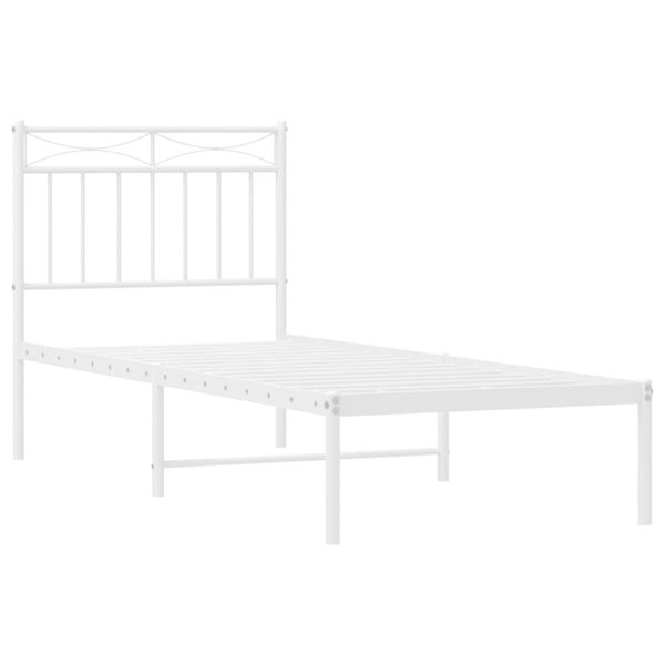 vidaXL Estructura cama sin colch&oacute;n con cabecero metal blanco 75x190 cm