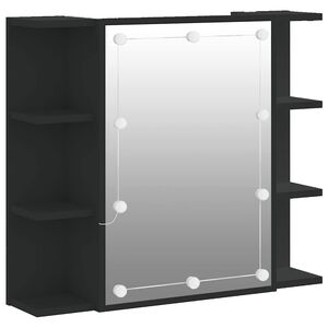 vidaXL Mueble con espejo y LED negro 70x16,5x60 cm