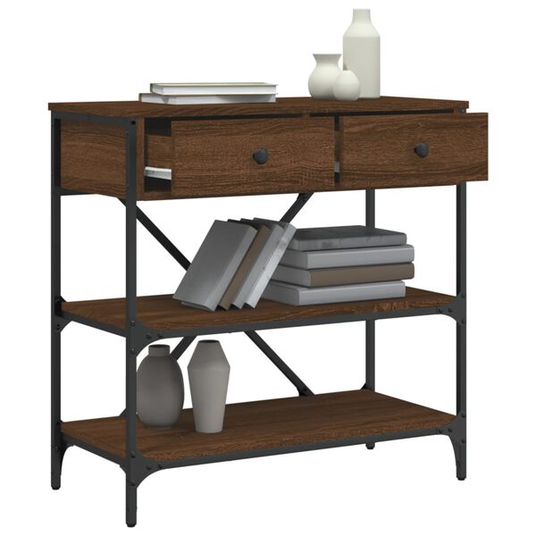 vidaXL Mesa consola madera de ingenier&iacute;a marr&oacute;n roble 75x34,5x75 cm