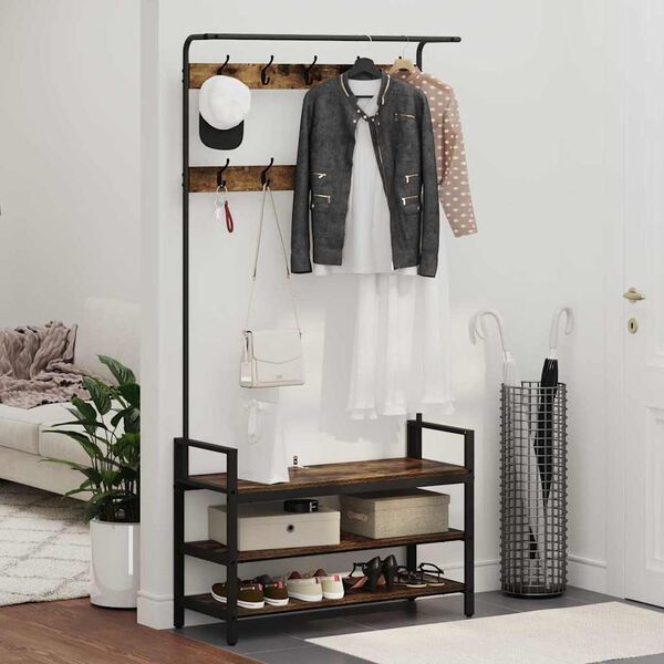 vidaXL Perchero Roble ahumado 95 x 34 x 184 cm Madera de ingenier&iacute;a