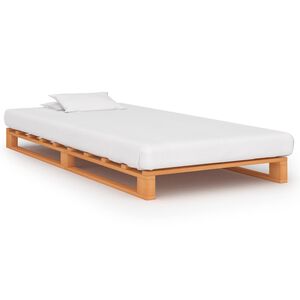 vidaXL Marco de cama palets sin colch&oacute;n madera maciza marr&oacute;n 90x200 cm