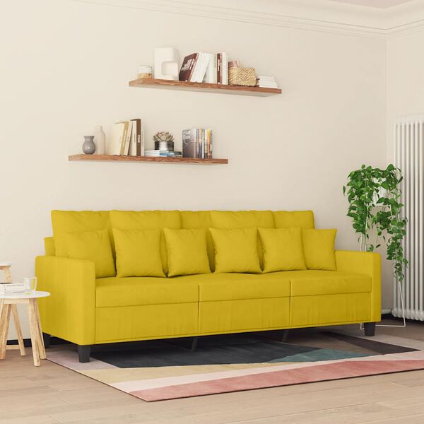 vidaXL Sof&aacute; de 3 plazas terciopelo amarillo 180 cm
