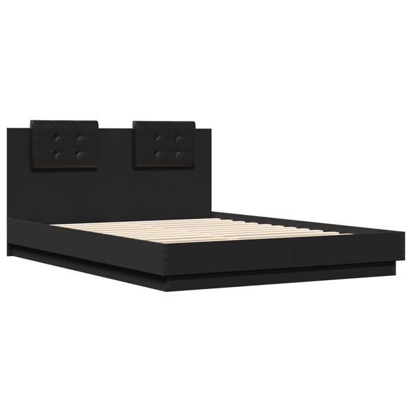 vidaXL Estructura de cama con LED sin colchón negra 150x200 cm